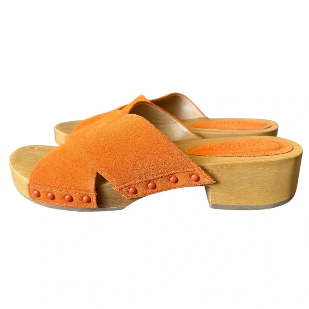SCHUTZ Jett Suede Clogs sandals in Bright Tangerine size 8.5 - Picture 4 of 10